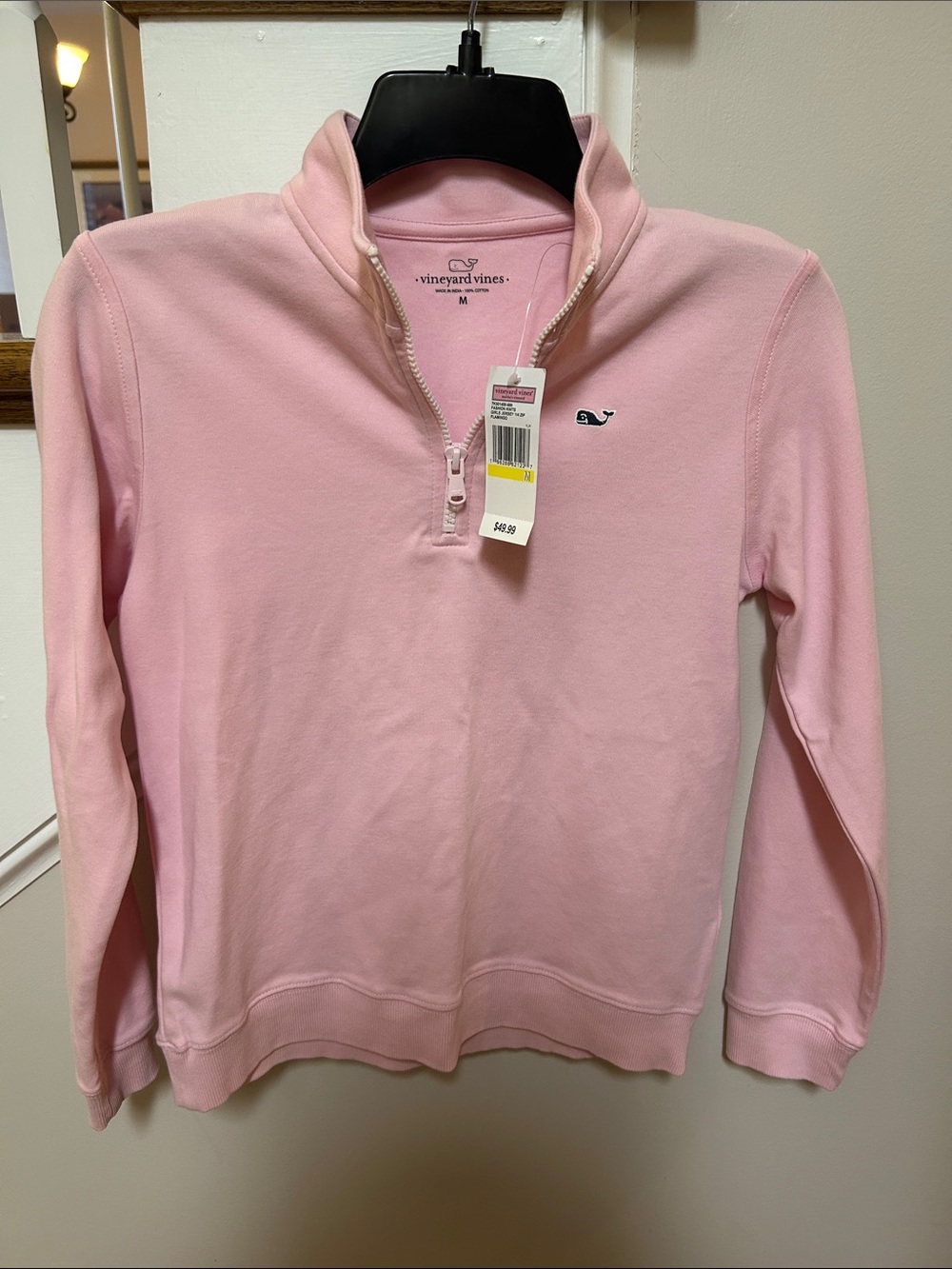 Vineyard Vines NWT Girls Pink Quarter-Zip Pullover Sweater